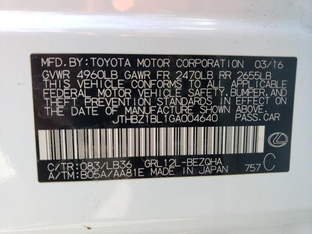 JTHBZ1BL1GA004640 - 2016 LEXUS GS 350 BASE WHITE photo 12