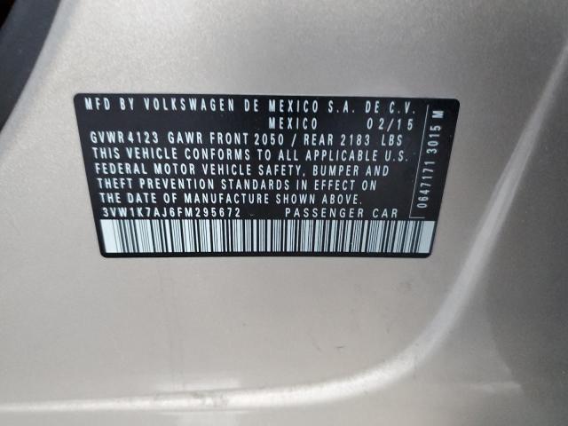 3VW1K7AJ6FM295672 - 2015 VOLKSWAGEN JETTA BASE Թուխ լուսանկար 12