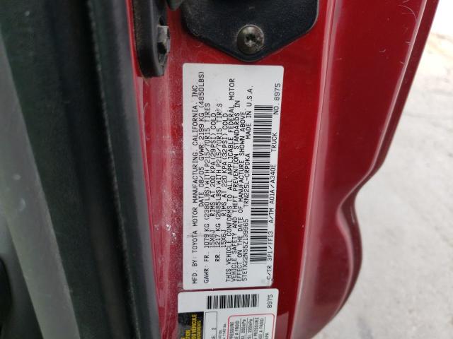 5TETX22N55Z139965 - 2005 TOYOTA TACOMA ACCESS CAB მუქწითელი ფოტო 12