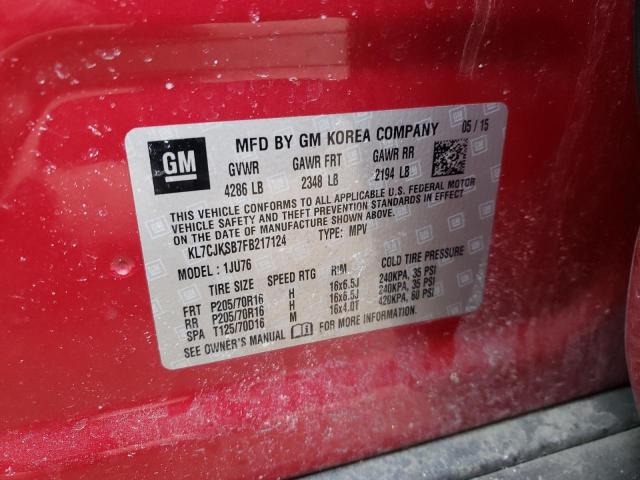 KL7CJKSB7FB217124 - 2015 CHEVROLET TRAX LS RED photo 13