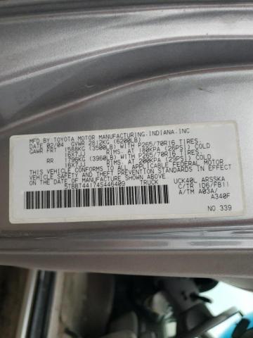 5TBBT44174S446409 - 2004 TOYOTA TUNDRA ACCESS CAB SR5 SILVER photo 12