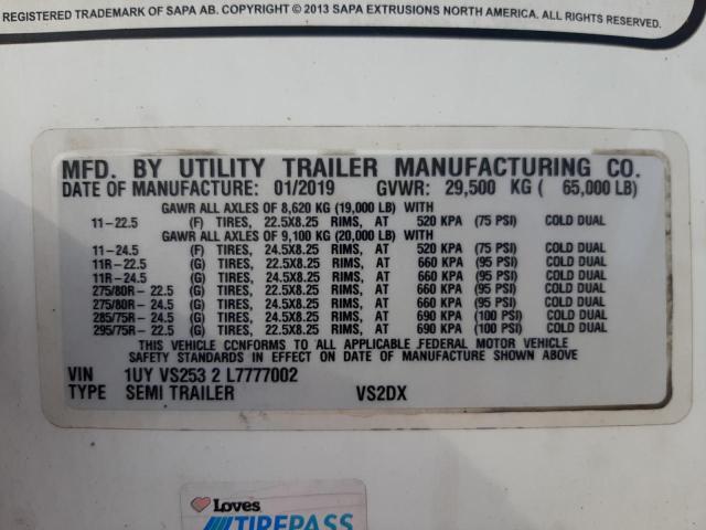 1UYVS2532L7777002 - 2020 UTILITY TRAILER Weiß Foto 10