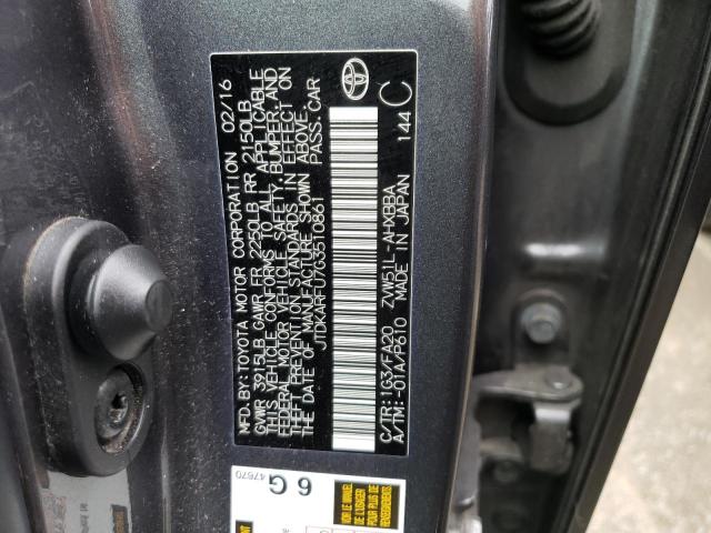 JTDKARFU7G3510861 - 2016 TOYOTA PRIUS GRAY photo 12