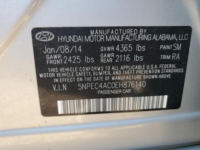 5NPEC4AC0EH876140 - 2014 HYUNDAI SONATA SE SILVER photo 12