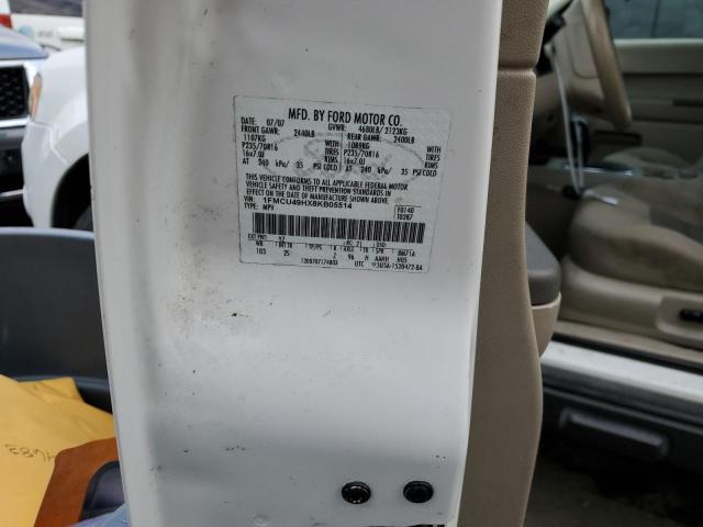 1FMCU49HX8KB05514 - 2008 FORD ESCAPE HYB HEV WHITE photo 12