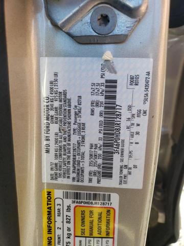 3FA6P0HD8JR128717 - 2018 FORD FUSION SE SILVER photo 12