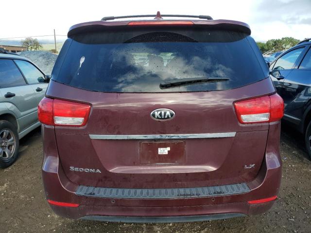 KNDMB5C13H6319902 - 2017 KIA SEDONA LX BURGUNDY photo 6