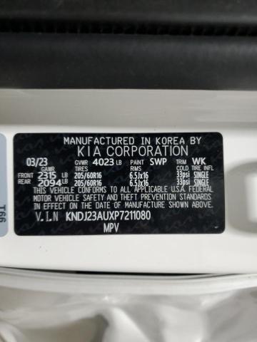 KNDJ23AUXP7211080 - 2023 KIA SOUL LX WHITE photo 12