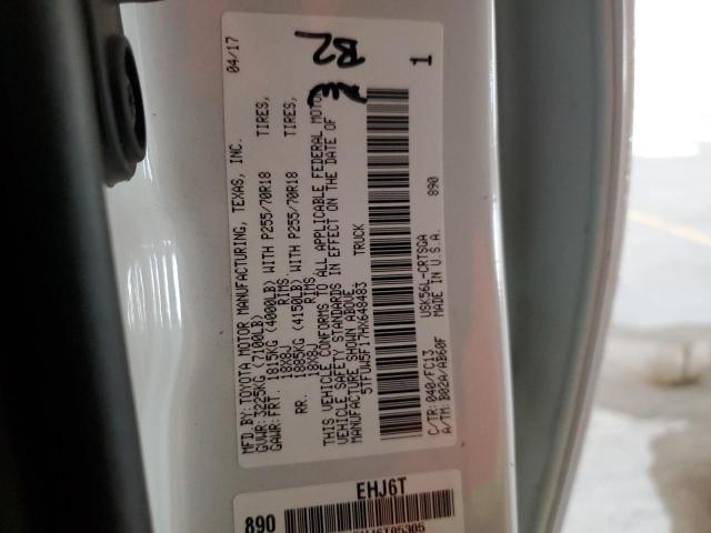 5TFUW5F17HX648483 - 2017 TOYOTA TUNDRA DOUBLE CAB SR/SR5 WHITE photo 12