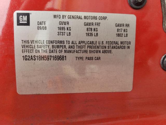 1G2AS18H597169681 - 2009 PONTIAC G5 Kırmızı fotoğraf 12