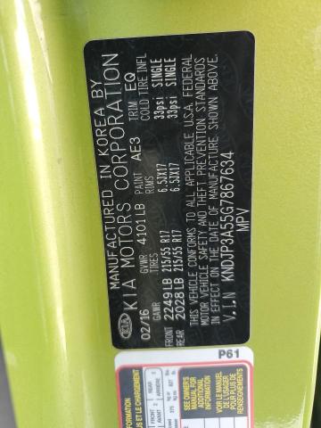 KNDJP3A55G7867634 - 2016 KIA SOUL + GREEN photo 12