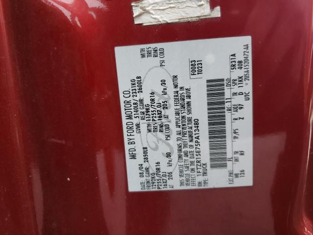 1FTZR15E75PA13480 - 2005 FORD RANGER SUPER CAB RED photo 13