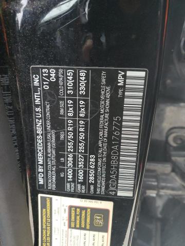 4JGDA5HB8DA176775 - 2013 MERCEDES-BENZ ML 350 4MATIC BLACK photo 14