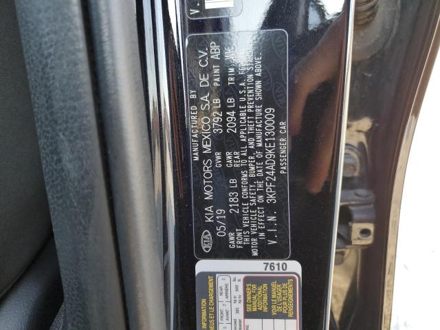 3KPF24AD9KE130009 - 2019 KIA FORTE FE BLACK photo 12