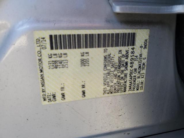 1N4AA5AP9EC489584 - 2014 NISSAN MAXIMA S SILVER photo 12