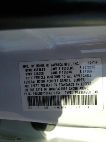 19UUB2F30FA012954 - 2015 ACURA TLX WHITE photo 12