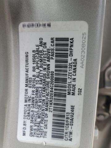 2T1KR32E84C200080 - 2004 TOYOTA COROLLA MA XR SILVER photo 12
