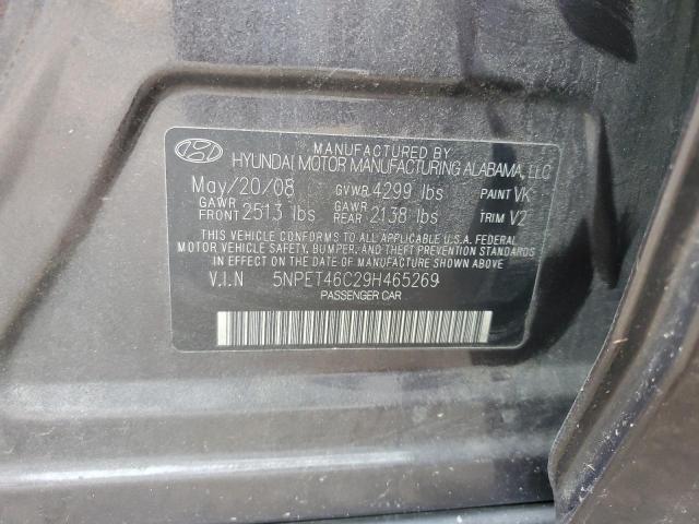 5NPET46C29H465269 - 2009 HYUNDAI SONATA GLS GRAY photo 12