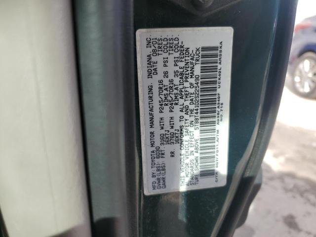 5TBBT44102S225490 - 2002 TOYOTA TUNDRA ACCESS CAB მწვანე ფოტო 13