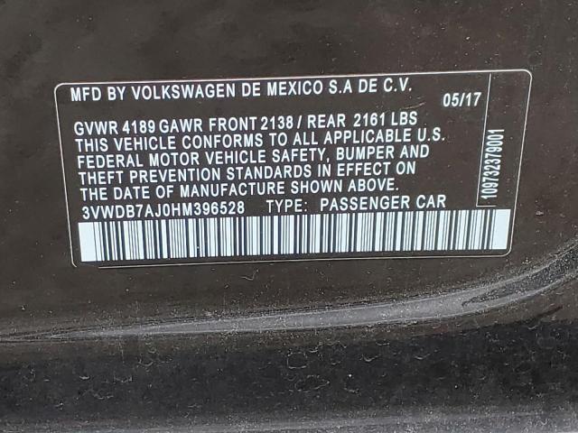 3VWDB7AJ0HM396528 - 2017 VOLKSWAGEN JETTA SE BLACK photo 12