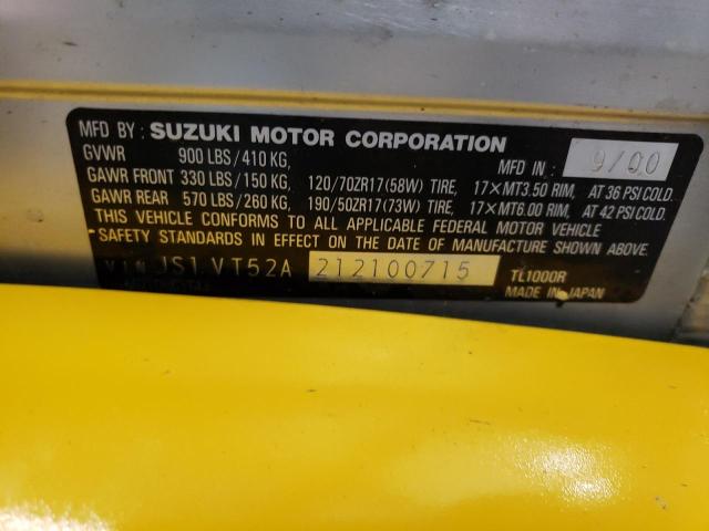 JS1VT52A212100715 - 2001 SUZUKI TL1000 R YELLOW photo 10