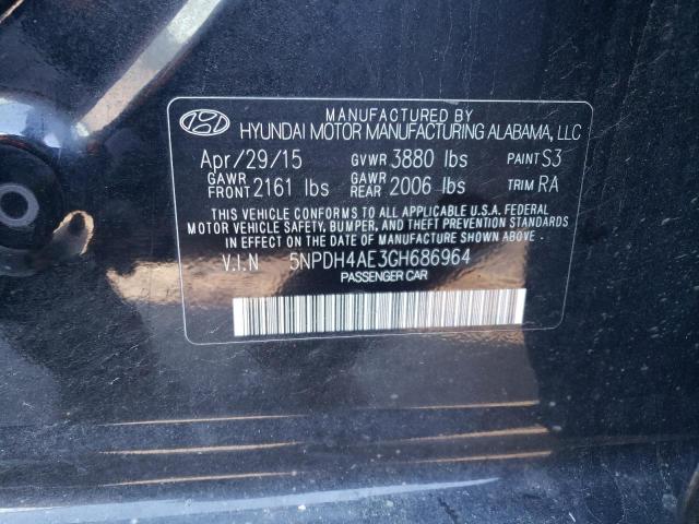 5NPDH4AE3GH686964 - 2016 HYUNDAI ELANTRA SE BLACK photo 12