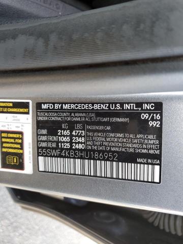 55SWF4KB3HU186952 - 2017 MERCEDES-BENZ C 300 4MATIC GRAY photo 12