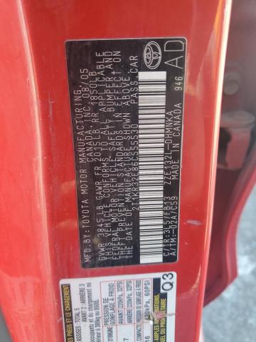 2T1KR32E86C555530 - 2006 TOYOTA COROLLA MA XR RED photo 13