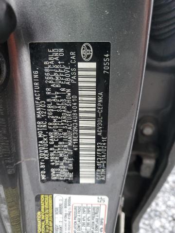 4T1BE32K34U840410 - 2004 TOYOTA CAMRY LE SILVER photo 12