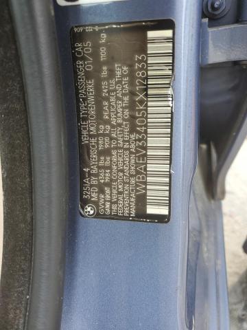 WBAEV33405KX12833 - 2005 BMW 325 I BLUE photo 13