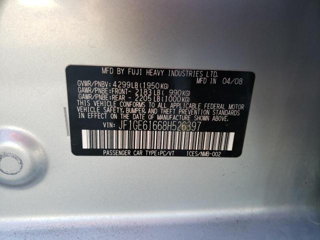 JF1GE61668H526397 - 2008 SUBARU IMPREZA 2.5I SILVER photo 12