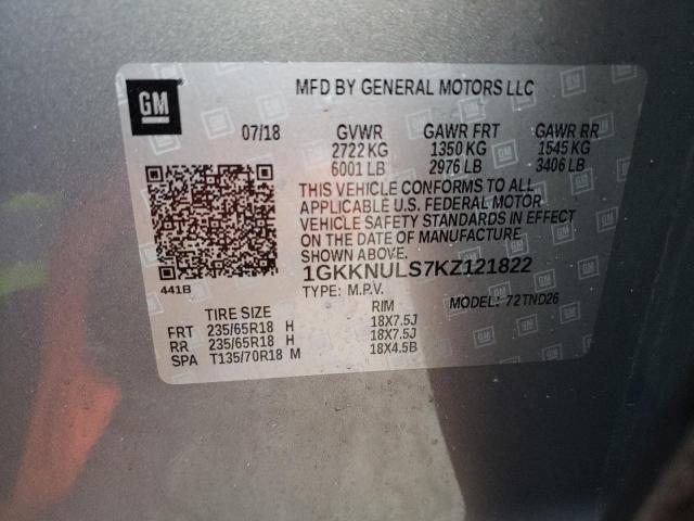 1GKKNULS7KZ121822 - 2019 GMC ACADIA SLT-1 灰色 照片 13