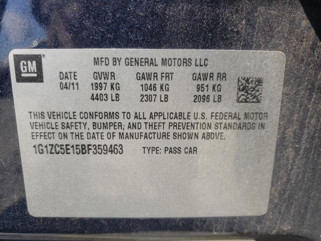 1G1ZC5E15BF359463 - 2011 CHEVROLET MALIBU 1LT BLUE photo 12