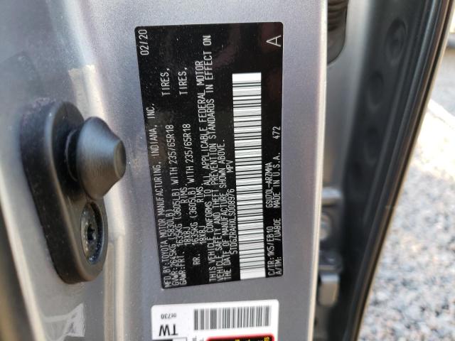 5TDGZRAHXLS008976 - 2020 TOYOTA HIGHLANDER XLE SILVER photo 14