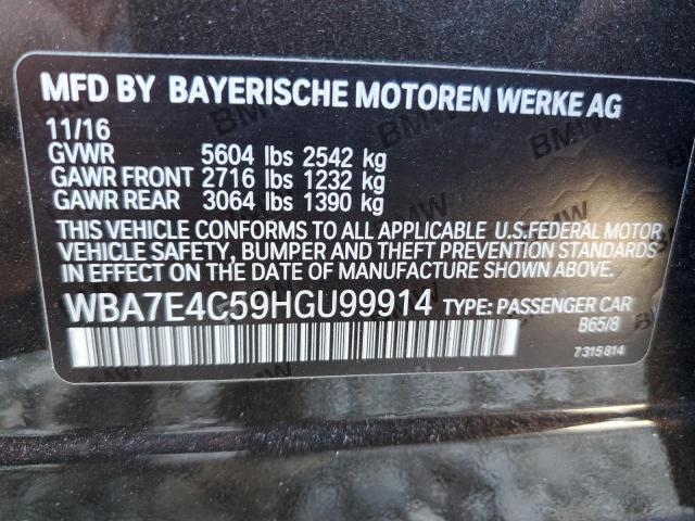 WBA7E4C59HGU99914 - 2017 BMW 740 XI BLACK photo 12