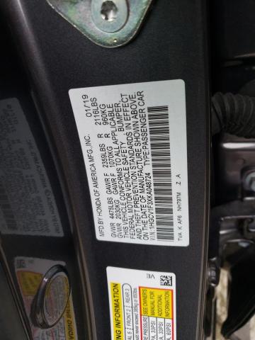 1HGCV1F3XKA048724 - 2019 HONDA ACCORD SPORT GRAY photo 12