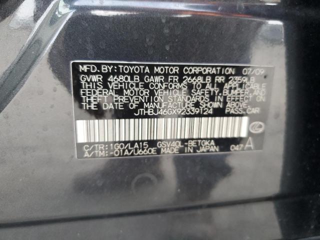 JTHBJ46GX92339124 - 2009 LEXUS ES 350 GRAY photo 12