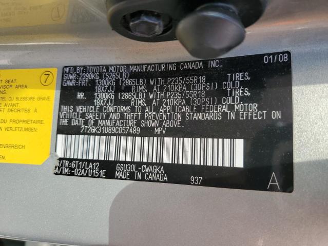 2T2GK31U89C057489 - 2009 LEXUS RX 350 SILVER photo 13