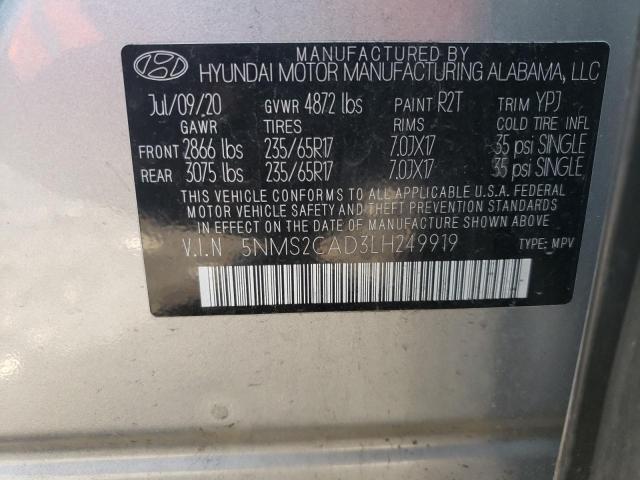 5NMS2CAD3LH249919 - 2020 HYUNDAI SANTA FE SE GRAY photo 14