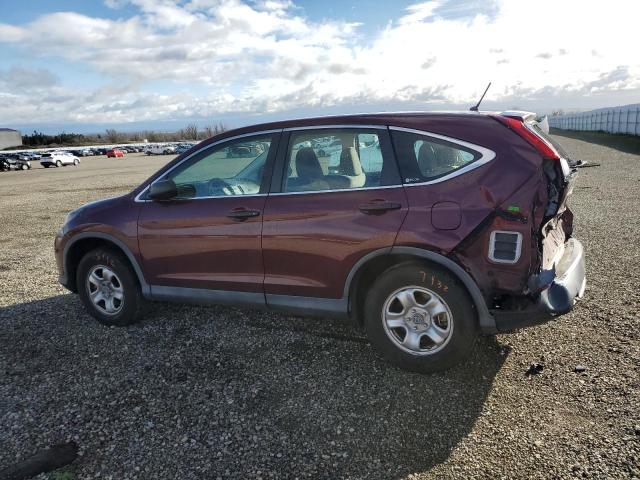 5J6RM4H39CL075004 - 2012 HONDA CR-V LX BURGUNDY photo 2