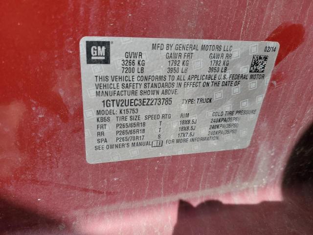 1GTV2UEC3EZ273785 - 2014 GMC SIERRA K1500 SLE BURGUNDY photo 12