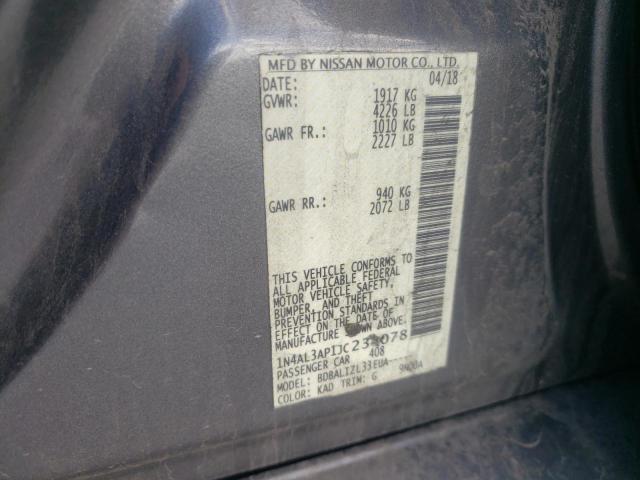 1N4AL3AP1JC234078 - 2018 NISSAN ALTIMA 2.5 GRAY photo 12