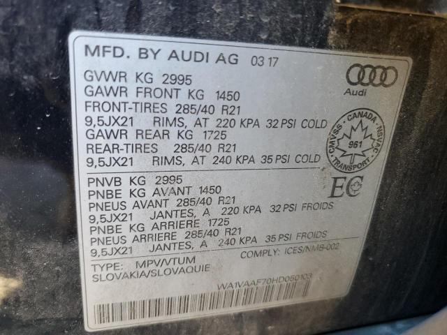 WA1VAAF70HD050103 - 2017 AUDI Q7 PRESTIGE შავი ფოტო 13