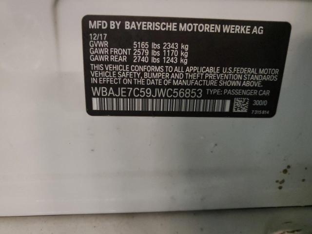 WBAJE7C59JWC56853 - 2018 BMW 540 XI WHITE photo 12