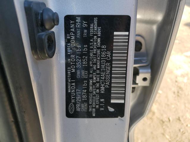 KMHCT4AE1HU318618 - 2017 HYUNDAI ACCENT SE SILVER photo 12