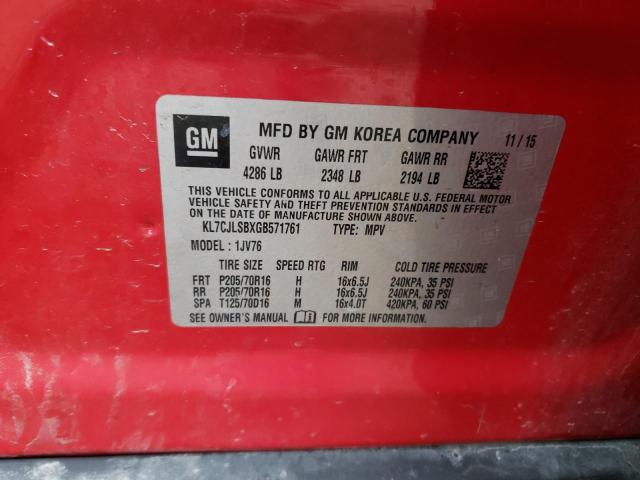 KL7CJLSBXGB571761 - 2016 CHEVROLET TRAX 1LT RED photo 13