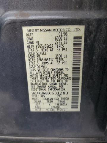 5N1AR18W86C631283 - 2006 NISSAN PATHFINDER LE ნაცრისფერი ფოტო 13