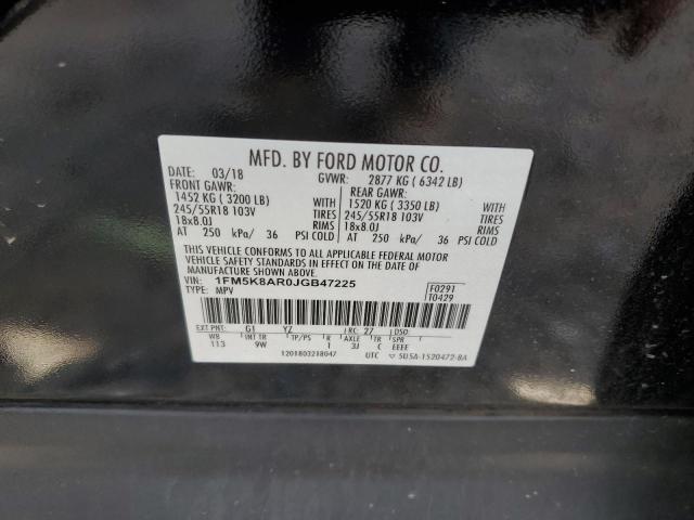 1FM5K8AR0JGB47225 - 2018 FORD EXPLORER POLICE INTERCEPTOR Qara foto 12