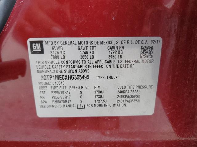 3GTP1MECXHG355495 - 2017 GMC SIERRA C1500 SLE RED photo 12