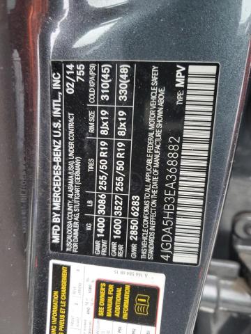 4JGDA5HB3EA368882 - 2014 MERCEDES-BENZ ML 350 4MATIC BLUE photo 13